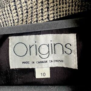 Vintage wool Origins Double Breasted Blazer size 10 plaid Made in Canada